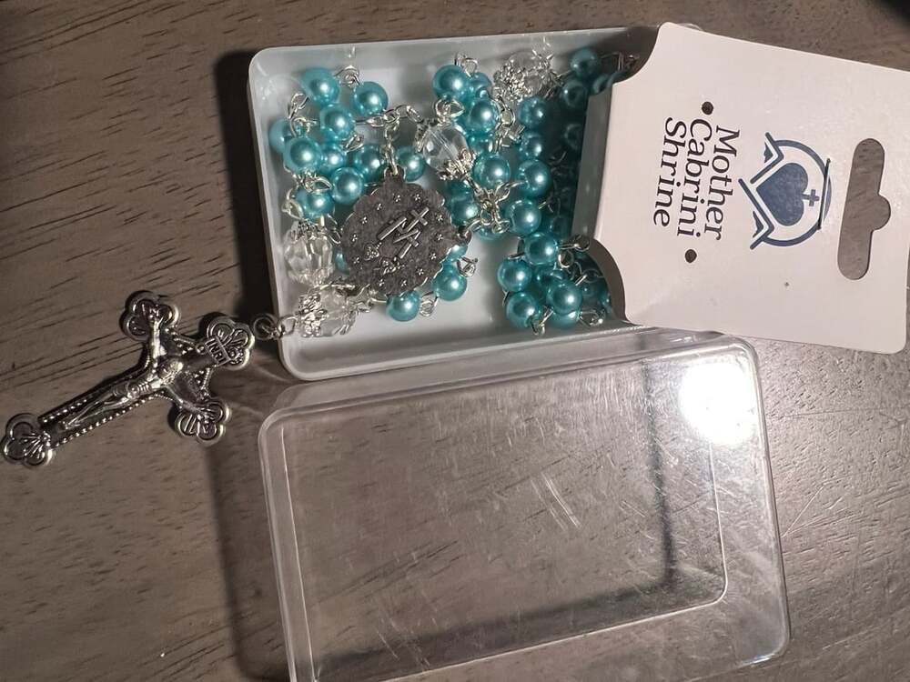 Aqua Lava Bead New England Pewter Rosary - , LLC,
